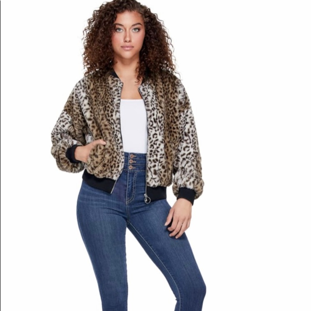 CAI FAUX-FUR BOMBER JACKET. Color: Leopard Multi - Picture 7 of 7